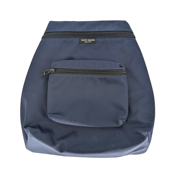 VTG 90s Y2K Kate Spade Nylon Backpack Small Navy Blue Mini Zip Pocket Preppy